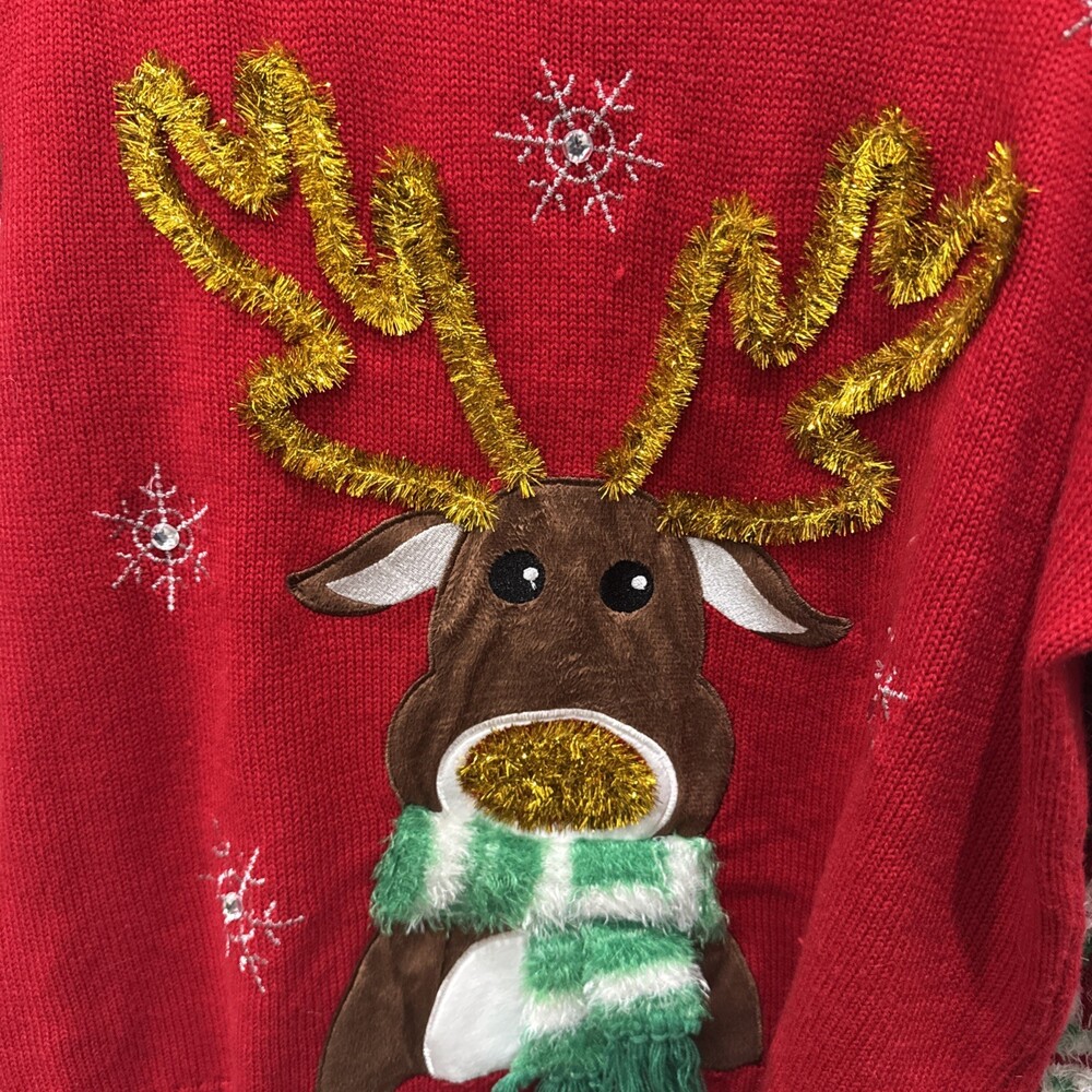 United States Sweaters - Ugly Christmas Holiday Sweater Reindeer Women’s Size XL - Picture 3 of 6